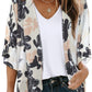 DamenKimonoCardigan mit Blumendruck Puffrmeln lockeres CoverUp lssige BlusenTops